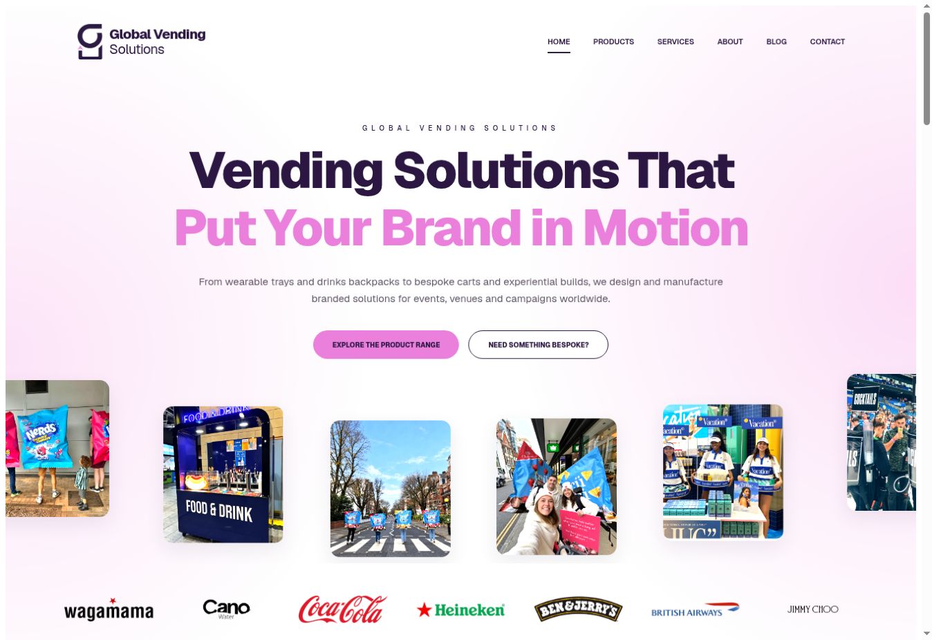 Global Vending Solutions website homepage